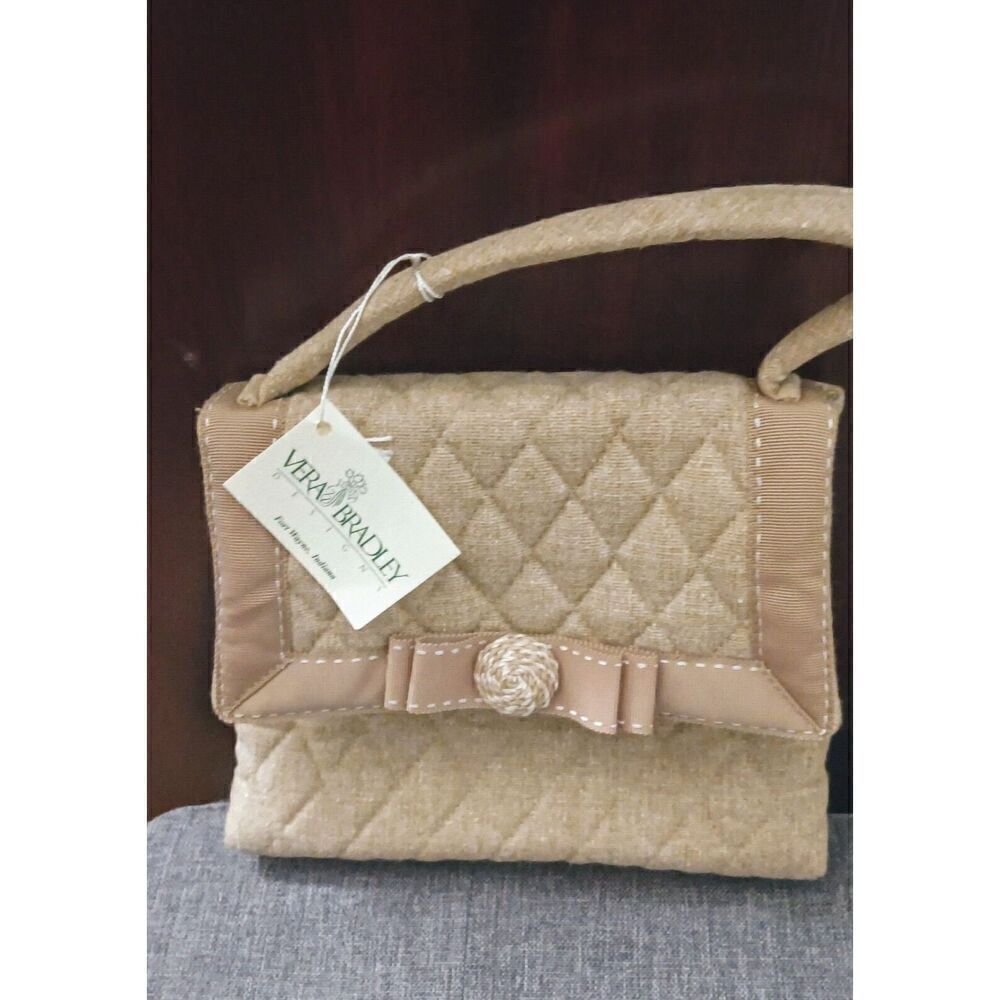 Vera Bradley Top Handle Bag Purse. Tan Linen. NEW. Spectator Collection